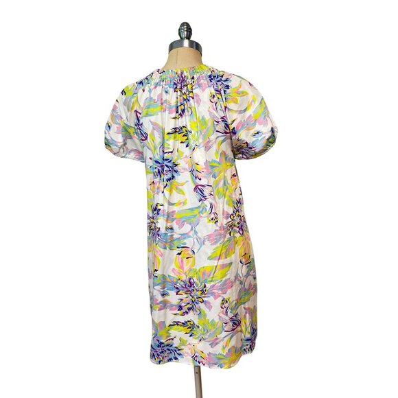 Abbey Glass Floral Print V-Neck Short Sleeve Dress With Pockets Small - Picture 3 of 5
